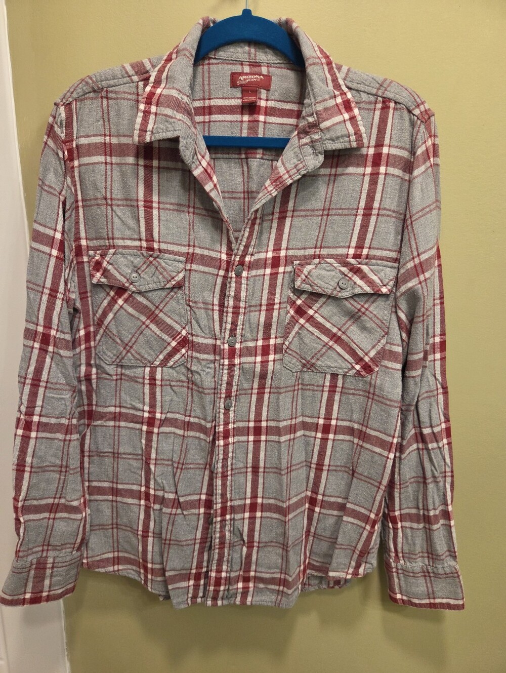 Arizona Junior Boys Gray and Red Flannel Size Large